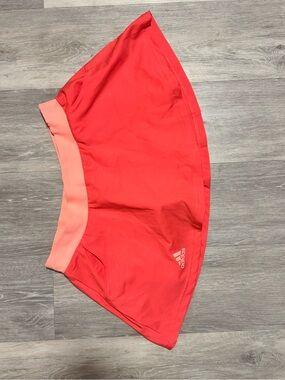 adidas Women’s Coral Red Skort with Peach Waistband